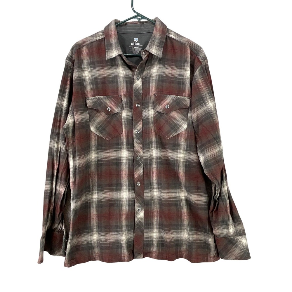 Kuhl Shirt Mens Large Red Plaid Flannel Long Sleeve Button Up Casual Outdoor
